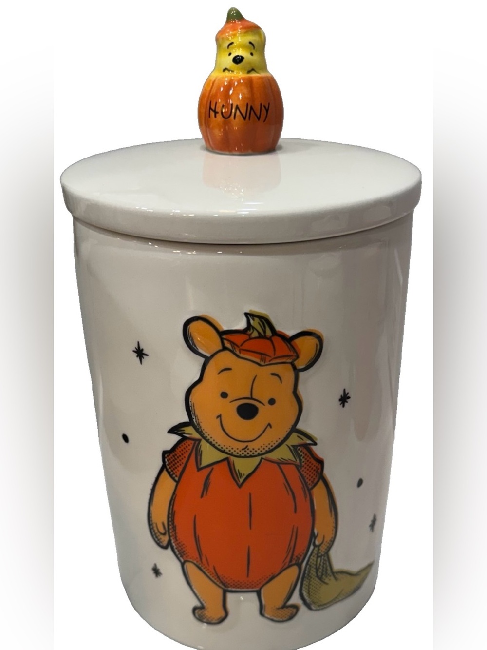 Zrike Halloween Canister/Cookie Jar w/ Winnie the Pooh & Piglet in Pumpkins NWT